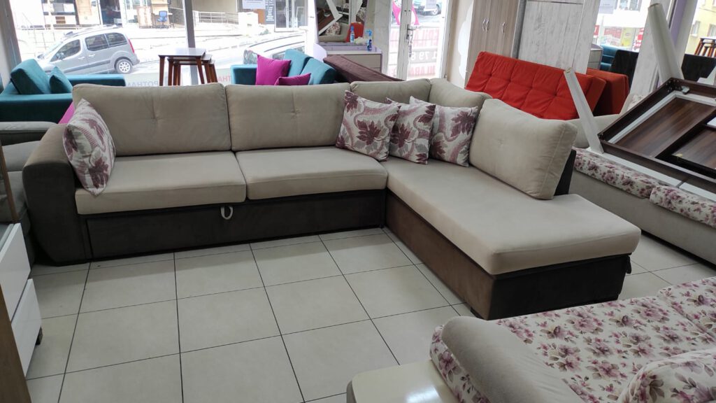 KREM KADİFE İKİNCİ EL KÖŞE KOLTUK