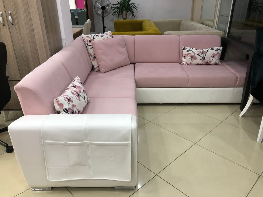 TOZ PEMBE YATAK OLABİLEN KÖŞE KOLTUK